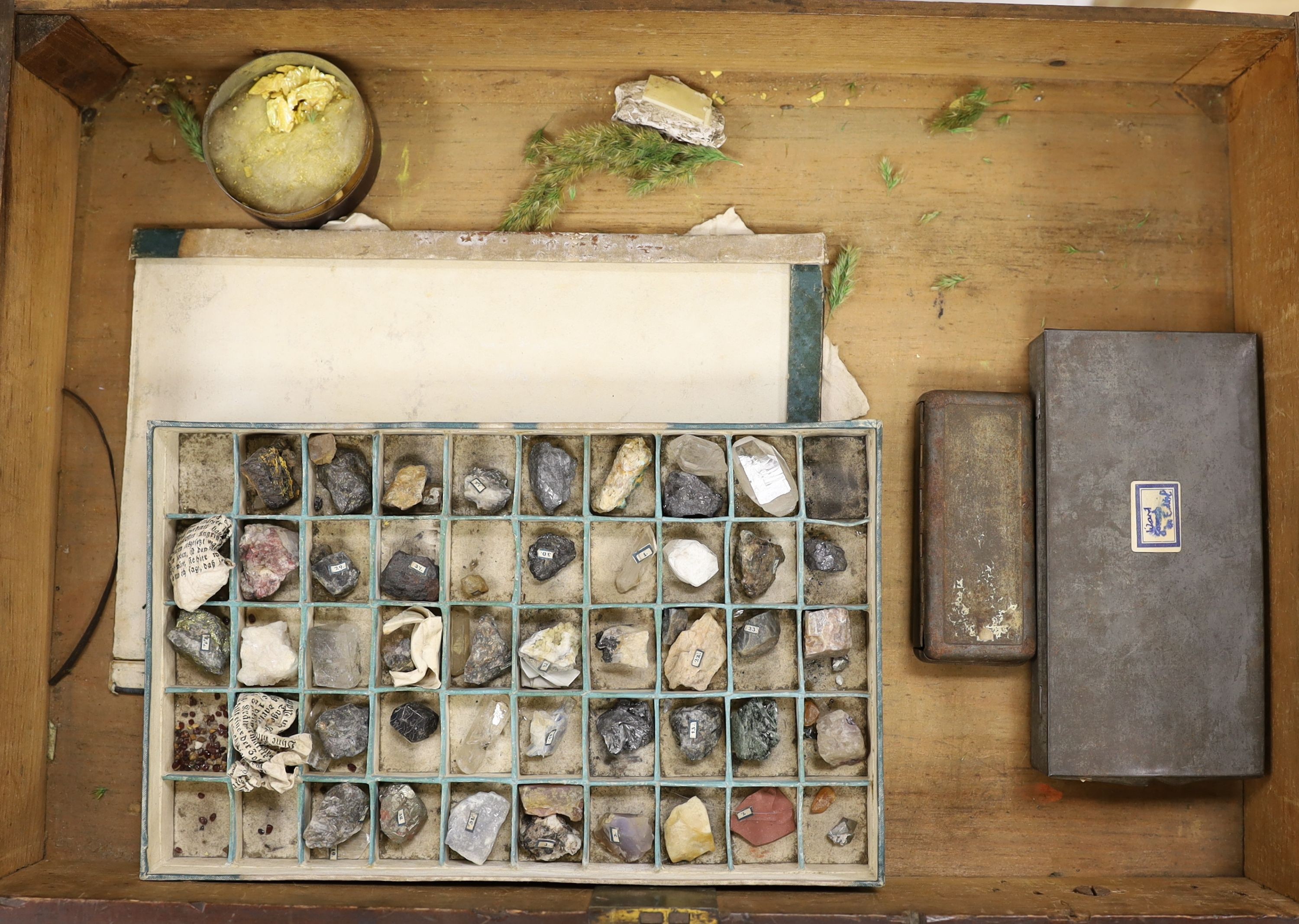 A specimen collection of minerals with index